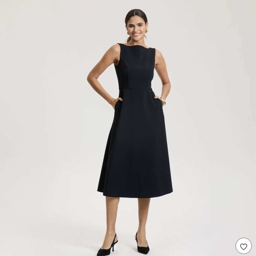 A New Day Women's Tailored Sleeveless Midi Dress Black NWT